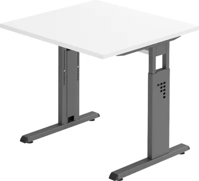 Produktbild von bümö Schreibtisch Serie-O - Nachbildung: Weiß, Größe:  80 x 80 cm, Gestell: Graphit