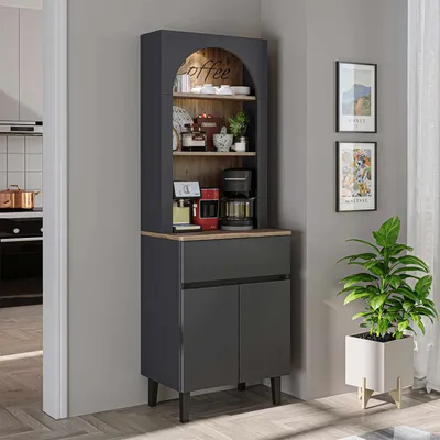 Produktbild von Skye Decor, Kaffeebar-Schrank, Anthrazit, 60 cm, 100% Melamin | 100% Melamin beschichtete Spanplatte