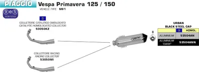 Produktbild von ARROW Krümmer für Piaagio Vespa Primavera125 2014-16, mit Katalysator