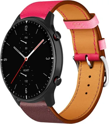 Produktbild von Strap-it Amazfit GTR 2 Lederarmband (Pink/Rotbraun)