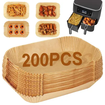 Immagine prodotto di Carta forno per friggitrice ad aria, 200 pezzi, rettangolare, compatibile con la friggitrice ad aria Ninja Dual Zone
