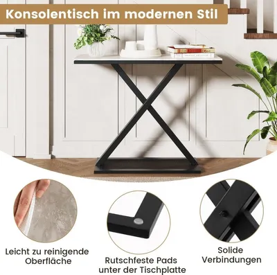 Produktbild von Konsolentisch mit Marmorimitatplatte, Metallgestell, 100 x 40 x 77,5 cm