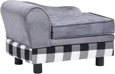 Obrázok produktu pre vidaXL Pohovka pre psov šedá 57x34x36 cm Plyš