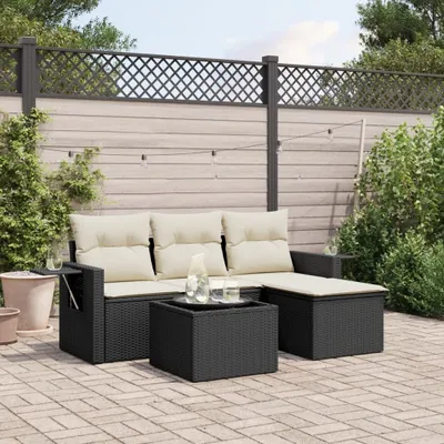 Produktbild von 4-tlg. Garten-Sofagarnitur - mit Kissen Schwarz Poly Rattan - Gartenmöbelset 3252403