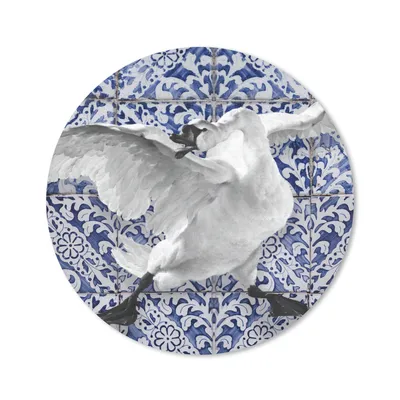 Produktbild von MuchoWow® Mauspad Mousepad Schwan - Kunst - Delfter Blau - Malerei - Alte Meister 30x30 cm - Mousepads - Maus Mat - Pad - Mausunterlage - Tischunterlage - Schreibtischmatten