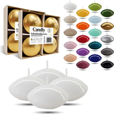Immagine prodotto di CANDLY HANDMADE© 4x Candele galleggianti grandi Premium Ø 70mm | San Valentino, Pasqua, Natale, Decorazione, Candele, Candele per donne (Bianco)