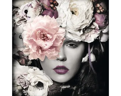 Produktbild von Glasbild Flowerwoman II 50x50 cm