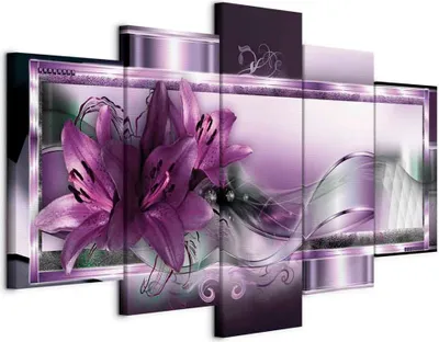 Produktbild von Italienischer Leinwand Leinwandbild - Purple Lilies 225x112.5 cm Abstrakt b-C-0153-b-p
