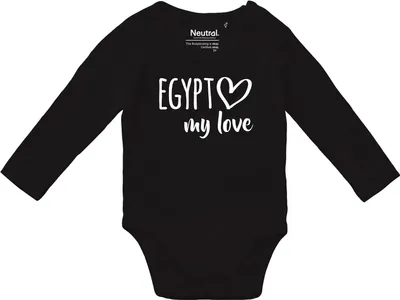 Produktbild von Huuraa Baby Body Egypt my love 74 Black  Baumwolle Fairtrade Langarmbody Geschenkidee