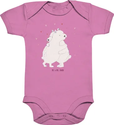 Produktbild von Mr. & Mrs. Panda overall baby Eisbär Umarmen 6. - 12. Monat - Bubble Gum Pink - Geschenk, Strampler, Kurzarmbody, Babybody, babykleidung body, Lustige Sprüche