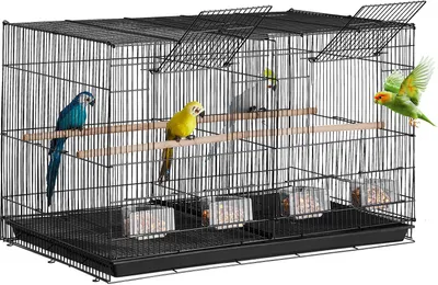 Produktbild von Vogelkäfig Wellensittich Käfig Vogelhaus Vogelbauer 760x465x465mm Schwarz
