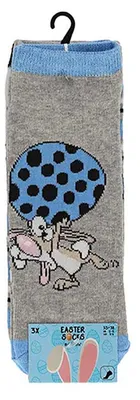 Produktbild von Kinder Sneaker Socken 3er Pack Ostersocken mit Hase Motiv, Kindersocken, Kurzsocken für Mädchen und Jungen, Farbe:Blau, Größe:27-30