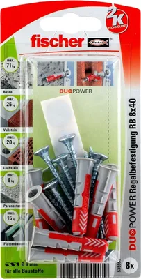 Immagine prodotto di Set di tappi Fischer Duopower 8,0 x 40 mm - 8 pezzi