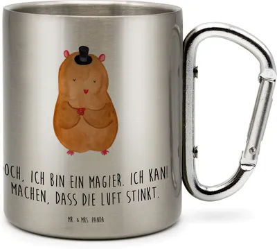 Produktbild von Mr. & Mrs. Panda Teetasse Hamster Hut - Transparent - Geschenk, Zylinder, thermotasse, Isolierbecher Edelstahl, Edelstahlbecher, Magier, Zauberer, Lustige Sprüche