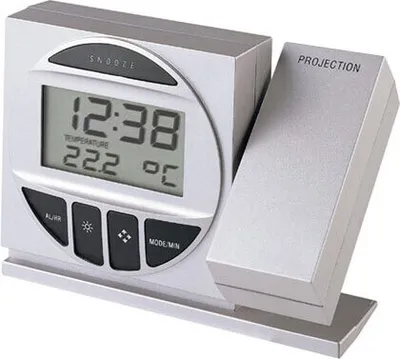 Produktbild von Technoline Radio Controlled Alarm Clock with Projection, Silber, AAA, 8760 h, 123 x 42 x 91 mm, 127 mm, 110 mm
