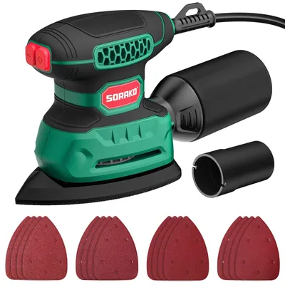 Productafbeelding van SORAKO Delta-schuurmachine 220W, 14000 omwentelingen per minuut, driehoekschuurmachine met opbergbox, geschikt voor hout