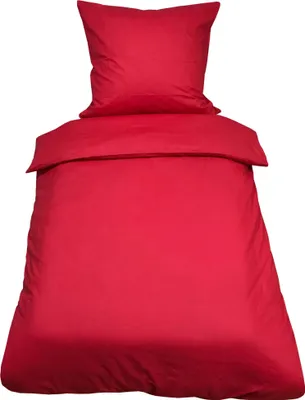 Produktbild von 2 teilige Uni Bettwäsche 135 x 200 cm rot Einfarbig Renforce Baumwolle Garnitur