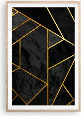 Produktbild von Gerahmtes Poster - Rahmen in heller Eiche - Abstraktion Gold Schwarz - 61x91,5 cm - Wand Bild - Wanddeko - Wandbilder - Wandposter - Bilderrahmen - Bilder - Kunstdruck - Wandbild - P2NPA61x91-4358