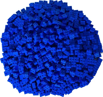 A pile of blue LEGO bricks.