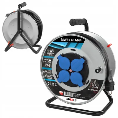 Produktbild von Adelid Gummikabeltrommel 40m 4 Steckdosen IP44