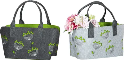Produktbild von Gilde Filz Tasche Dillblüte VE 2 so (BxHxL) 41 cm x 26 cm x 28 cm hellgrau/dunkelgrau innen grün, Motiv beidseitig Sie kaufen hier immer ein Set von 2 gleichen Artikeln.