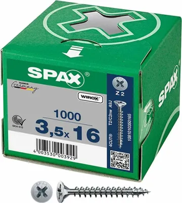 Image de SPAX® 1081010350165 SPAX® Universalschrauben Z2 Senkkopf WIROX 1081010350165 3,5 mm x 16 mm, 1000 St.