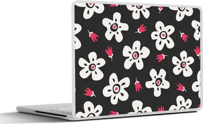 Produktbild von MuchoWow® Laptop Aufkleber Sticker Cover Muster - Blumen - Sterne 30x22 cm - Laptop-Sticker