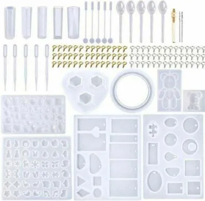 Obrázek produktu pro Forma na odlévání šperků ze silikonové pryskyřice, 229dílná silikonová odlévací forma a nářadí, sada DIY pro výrobu křišťálových přívěsků z epoxidové pryskyřice pro začátečníky