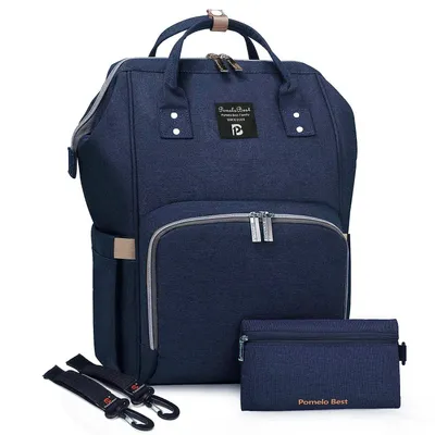 Produktbild von OKWISH Wickeltasche Rucksack, Wickelrucksack mit Multifunktions-Babytaschen und mobiler Wickelauflage, Schnullerhalter und Kinderwagengurte (Blau)