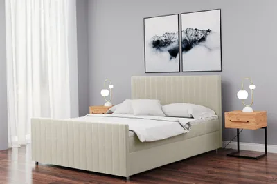 Produktbild von Boxspringbett Schlafzimmerbett ROSALIE 200x200cm in Stoff Matt Velvet Creme