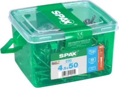 Obrázok produktu pre SPAX skrutka z nehrdzavejúcej ocele, 4,5 x 50 mm, 230 kusov, s čiastočným závitom, so zápustnou hlavou, T-STAR plus T20, 4CUT - 4197000450509