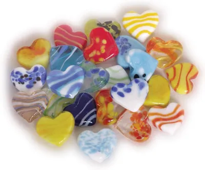 Productafbeelding van Glazen hartjes - Kleurrijke decoratie - Knutselen en decoreren - Set van 24 stuks - 25 mm - Kleurrijk
