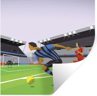 Produktbild von MuchoWow® Wandtattoo Wandsticker Wandaufkleber Eine Illustration von Spielern, die in einem Stadion Fußball spielen - Junge - Mädchen - Kinder 100x100 cm Selbstklebend und Repositionierbar - Wierderverwendbar - Selbstklebend