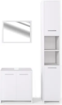 Produktbild von Vicco Badmöbel-Set Kiko, 3 Teile, mit Hochschrank, Weiß Hochglanz