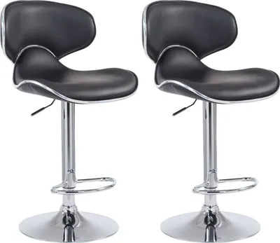 Produktbild von CLP 2er Set Barhocker Las Vegas V2 Kunstleder mit Fußstütze schwarz Gestell Farbe chrom