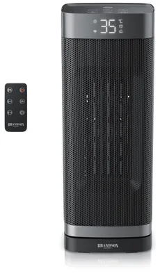Immagine prodotto di Riscaldatore ceramico a torre Brandson, 2000 W, con telecomando, 2 livelli di riscaldamento (1500 e 2000 W), funzione ventilatore, oscillazione a 70 gradi, timer fino a 12 ore, colore nero