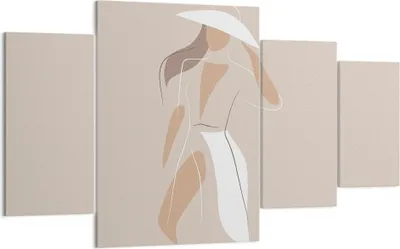 Produktbild von Bild auf Leinwand - Leinwandbild - 4 Teile - Minimalismus Frau Buntstift - 160x90cm - Wand Bild - Wanddeko - Wandbilder - Leinwanddruck - Bilder - Wanddekoration - Leinwand bilder - DL160x90-4603