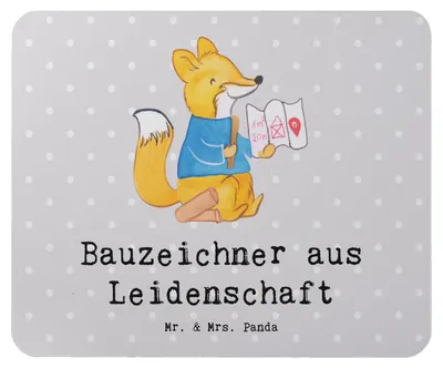 Produktbild von Mr. & Mrs. Panda Mouse Pad Bauzeichner Leidenschaft - Grau Pastell - Geschenk, laptop mauspad, computer mousepad, mausteppich
