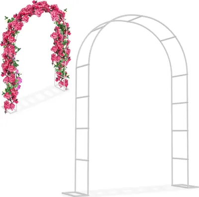 Produktbild von TWOLIIN Rosenbogen aus Metall 192x38x240 cm, Rankhilfe für Kletterpflanzen, Hochzeit, Garten, Terrasse, Torbogen Hochzeitsbogen Gartenbogen Pulverbeschichtet in Weiß Wetterfest