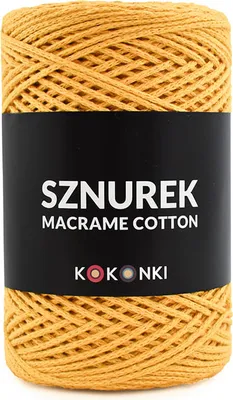 Produktbild von Macrame Baumwollgarn Kokonki 2mm, 200m Rolle - Mustard Gelb, Ideal zum Stricken.