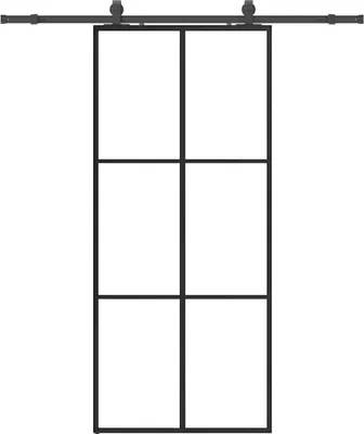 Image de vidaXL Porte coulissante avec ferrure noire 90x205 cm verre ESG