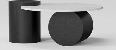 Produktbild von Casa Padrino Luxus Couchtisch mit Keramik Tischplatte Schwarz / Weiß 106 cm