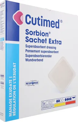 Obrázek produktu pro Cutimed Sorbion Sachet Extra obvaz na rány 20x20 cm 5 ks
