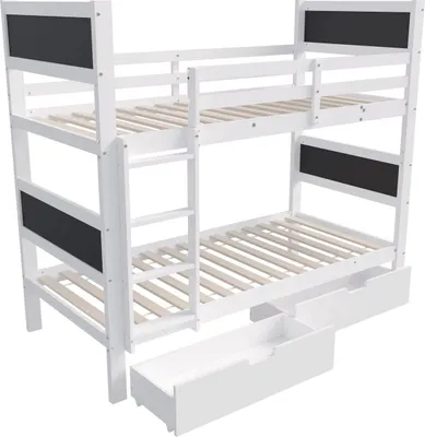 Obrázek produktu pro Dětská stohovatelná postel Fioren - 90x200 cm - podkrovní postel s rohovými schůdky, ochranou proti pádu a oknem - dětská postel - postel pro batolata