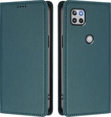 Produktbild von Handyhülle für Motorola Moto G 5G 2020, Kunstleder Klapphülle Stoßfeste Magnetische Hülle mit Ständer Grün