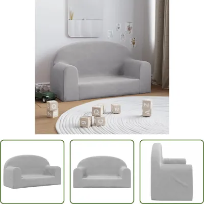 Produktbild von The Living Store Kindersofa 2-Sitzer Hellgrau Weich Plüsch