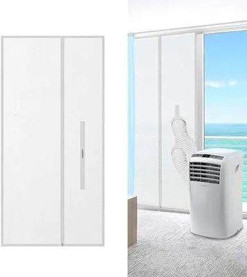 Produktbild von Fensterabdichtung - 210x90 cm - Kein Bohren - Selbstklebend,Hitzeschutz - Mobile Klimaanlagen-Türdichtung für Schiebetüren und Balkontüren - Weiß