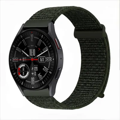 Produktbild von Smartwatch Armband für Samsung Galaxy Watch4 Classic 42mm Nylon Textil Band Ersatzband Wechselband Klettverschluss flexibel atmungsaktiv Grün Oliv