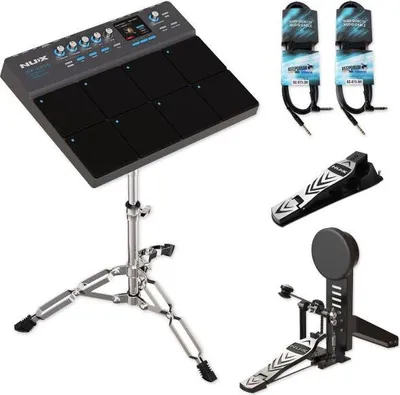 Produktbild von Nux Percussion Pad DP-2000 E-Drum Set mit Kick-Pedal HiHat und Kabel