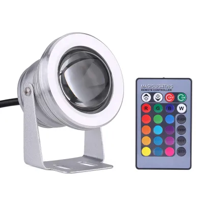 Zdjęcie produktu dla Reflektor LED do łodzi i jachtów, 10 W, 12 V, RGB, odporny na deszcz, z pilotem, kolor srebrzystobiały